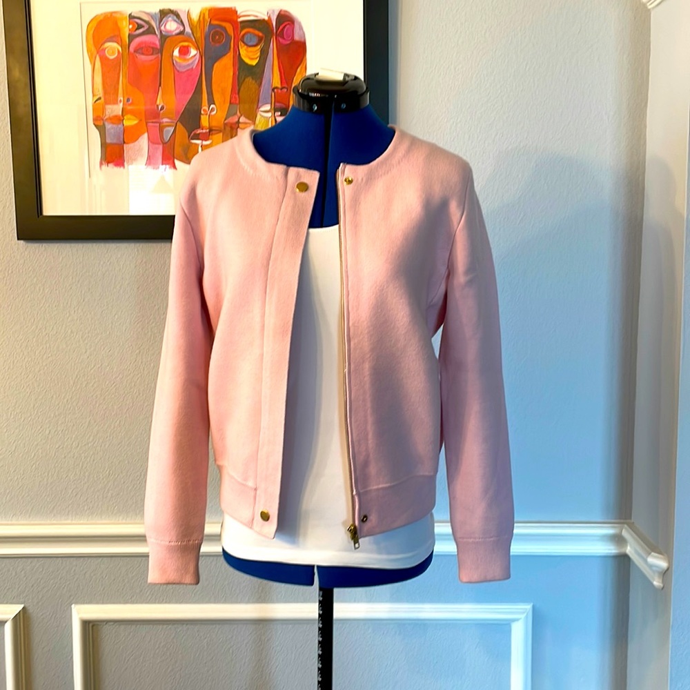 J Crew Wool/Poly/Spandex Sweater Jacket Size Small in Pale Pink